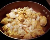 A picture of step 3 of Spanish rice with chicken.
