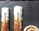 A picture of step 1 of Easy Pan-Fried Chikuwa with Mayonnaise and Grated Cheese.