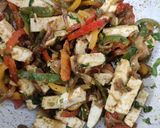 A picture of step 8 of Multigrain methi thepla roll with bell pepper & paneer stuffing.