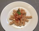 A picture of step 6 of Whole grain fusilli pasta with tomato basil sauce.