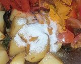 A picture of step 2 of Capsicum Potato dry sabzi.
