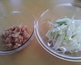 A picture of step 2 of Very Easy Japanese Leek and Chicken Tenderloin Spring Rolls.