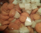 A picture of step 3 of Mandys carrot and parsnip mash.