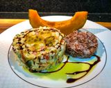 Foto do passo 7 de 213-Tartar de salmão com camarões com versão vegetariana