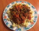 Foto del paso 5 de la receta: Fideos con salsa de tomates y verduras (brócoli, zanahoria, soja)