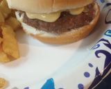A picture of step 3 of Cheddar Melt Burger and Fries.