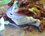 A picture of step 5 of Chilli Cheeseburger Wrap.