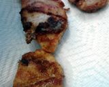 A picture of step 7 of Bacon Wrapped Bacon Fried BBQ'D Pork Chops.