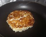 A picture of step 6 of Okonomiyaki that's Crispy Outside and Fluffy Inside.