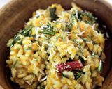 A picture of step 5 of Sweet Potato and Chard Risotto with Parmesan, Rosemary, and Nutmeg.