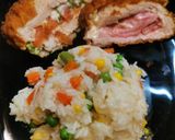 Sajttal, paradicsommal és parajos sajtkrémmel töltött karaj recept fázis 2 fotója
