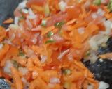 A picture of step 3 of Chicken,Aalu, cheez,roll.