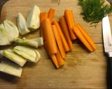A picture of step 2 of Roast carrot and fennel with harissa - vegan.
