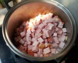 A picture of step 7 of Penne with Smoked Ham and Mushroom in FreshTomato Cream Sauce.