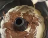 A picture of step 7 of Chocoflan flan cake.