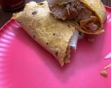 A picture of step 3 of Chicken Cesar salad wrap.