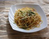 A picture of step 6 of Jako (Semi-Dried Baby Sardines) and Mizuna Pasta.