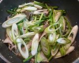 A picture of step 5 of Stamina Building Garlic Shoots & Pork Belly Miso Stir-fry.