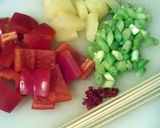 A picture of step 1 of Vickys Quick Sweet & Sour Skewers with Noodles, GF DF EF SF NF.