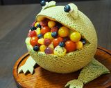 A picture of step 9 of A Hungry Frog-Shaped Melon Bowl Dessert.