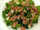 Ensalada de espinaca jamón y queso azul