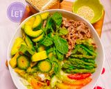 Hình bước làm 1 của món Salad thịt bò và hạt diêm mạch