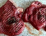A picture of step 2 of My Peppered Rump Steak with chilli flavoured Mushroom + Onion 🥰.
