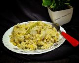 A picture of step 7 of Arisi upma (rice rava upma).