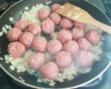 A picture of step 2 of Penne and Meatballs.