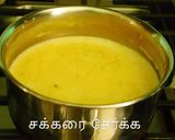 A picture of step 4 of Payasam (Kheer, phirni, Badam  pal payasam in tamil) in South Indian style.