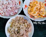 A picture of step 4 of Bánh xèo with Shrimp, Pork, Squid, and Quail Eggs.