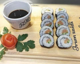 A picture of step 2 of 🐟🥒Salmon & Cucumber Sushi Rolls🐟🥒.
