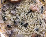 A picture of step 10 of Buttery shrimp scampi in a white wine sauce over angel hair pasta#mycookbook.
