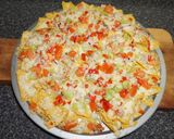 A picture of step 3 of Nacho Chips with Tuna and Mozzarella Cheese.