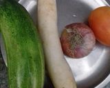A picture of step 1 of Green chutney mix Salad.