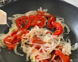 A picture of step 2 of Bell Pepper Pasta with Ground Pork.