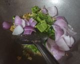 A picture of step 3 of Garlic Maggi noodles and dry potato manchurian.