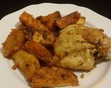 Foto del paso 5 de la receta: Boniatos y Papas rebozados, al horno con pollo (apto hipertensos)