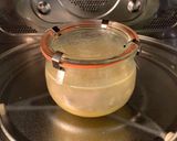 A picture of step 5 of Polenta with Mushrooms and Sausage Cooked in a Jar in the Microwave.