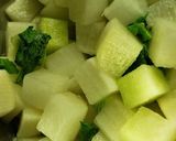 A picture of step 6 of Kkakdugi (Cubed Radish Kimchi).