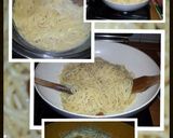 A picture of step 3 of AMIEs SPAGHETTINI with OIL, GARLIC and CHILI.