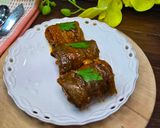 A picture of step 1 of Eggplant Rolls with Meatballs.