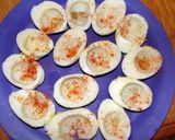 A picture of step 10 of taisen's deviled eggs.