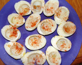 A picture of step 10 of taisen's deviled eggs.