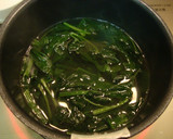A picture of step 3 of Three-Star Broth with Spinach.