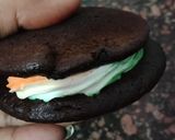 A picture of step 5 of Mini choco pancakes with tricolour frosting.