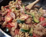 A picture of step 9 of skye's parmesan pasta with sausage & zucchini.