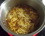 A picture of step 4 of "Family Restaurant" Style Hamburger Steaks with Enoki Mushroom Ankake Sauce.