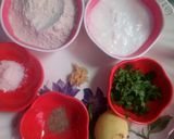 A picture of step 1 of Navratri special singade flour khandvi.
