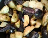 A picture of step 2 of roasted potatoes and bacon.